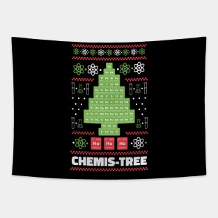 Periodic Table Chemis-Tree Ugly Christmas Sweater design Tapestry