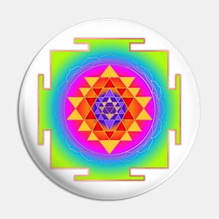 Sri Yantra, Neon Green+Faux Gold Foil Pin