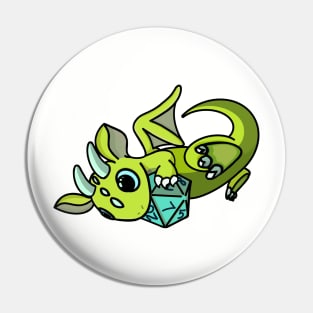 Flying Cute Green and Blue Dice Goblin Dragon Baby Pin