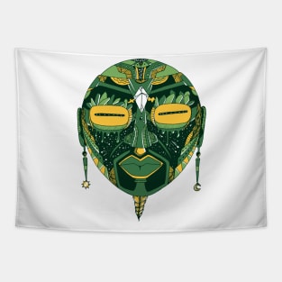 Forrest Green African Mask 2 Tapestry