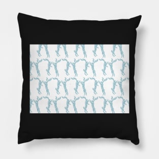 Boxing Hares - Soft Teal Pillow