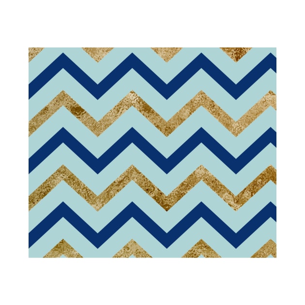 Marine zig zag - gilded turquoise by hamptonstyle