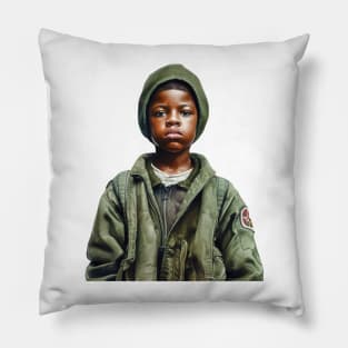 Military Minded Street Soldier Urban Warrior Black Boy Pillow