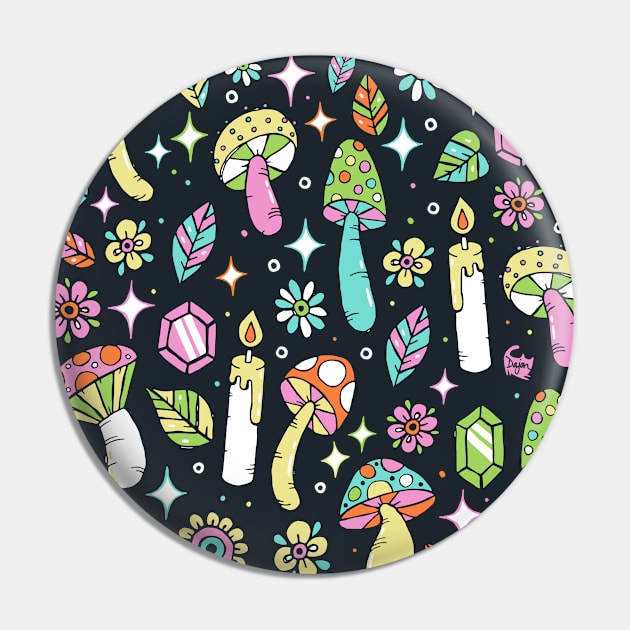 Magic Mushroom Forest Pattern Pin by DajonAcevedo