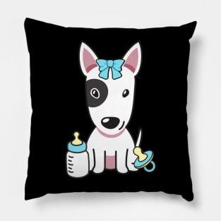 Cute bull terrier is a baby Pillow