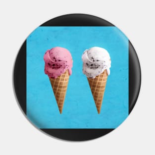 Vanilla and strawberry Ice cream cones Pin