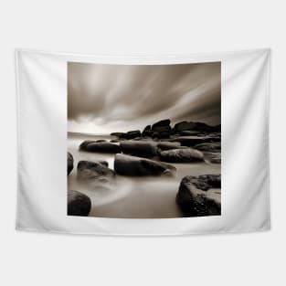 Victorian Coastal landscape Rock Waves Clouds Photo Tapestry