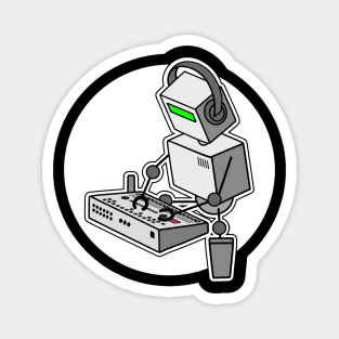 Robot Playing Drum machine (small print size) Magnet