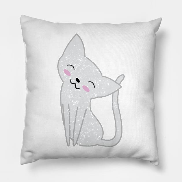 Cute White Cat Pillow by SubtleSplit