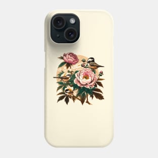 Chickadee and Peony Phone Case