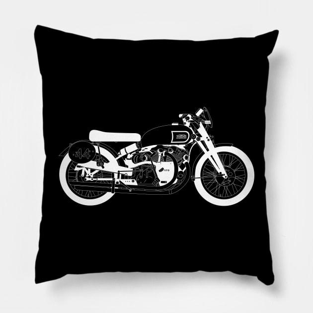 Vincent Black Lightning White Outline Pillow by kindacoolbutnotreally