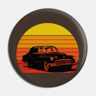 Vintage car Sunset retro Pin