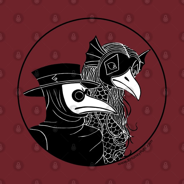 Plague Doctor and Amabie (no background) by R Honey Pots