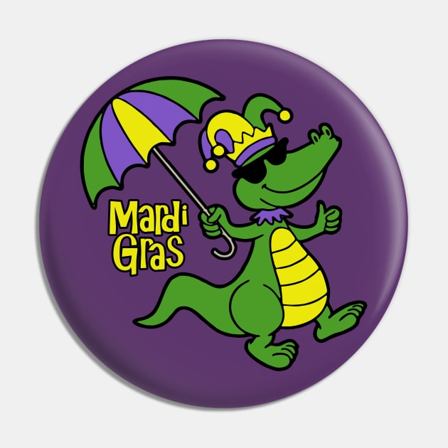 Mardi Gras Alligator Pin by DavesTees