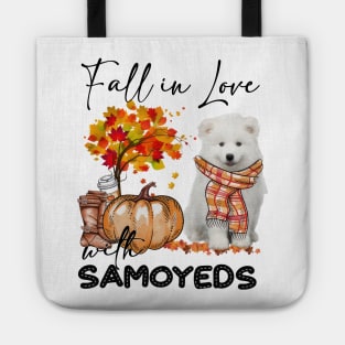 Fall In Love With Samoyeds Fall Pumpkin Thanksgiving Tote