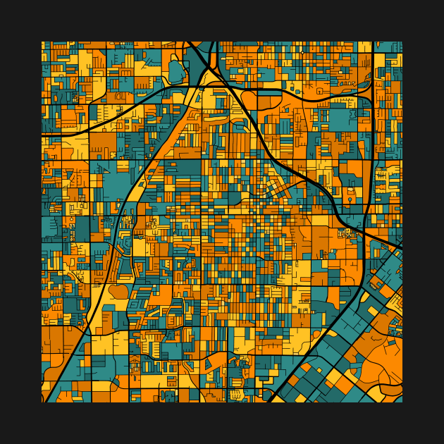 Santa Ana Map Pattern in Orange & Teal by PatternMaps