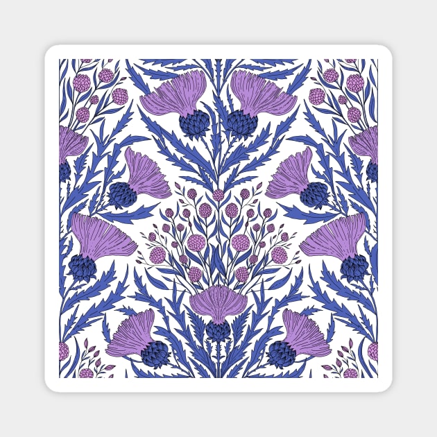 Flowering tristle - botanical detailed symmetrical pattern Magnet by RenattaZare