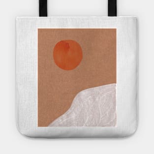 Earthy tone abstract landscape, boho sun Tote