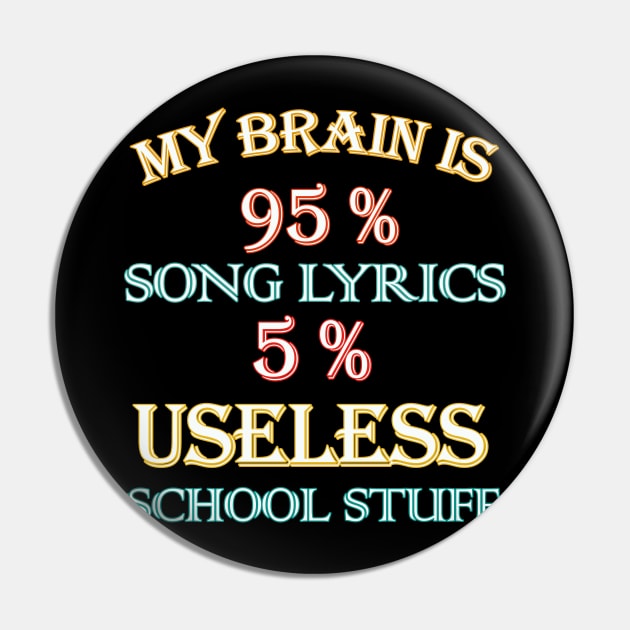 My Brain is 95 % Song  Lyrics 5 % Useless School Stuff Pin by Eva Wolf