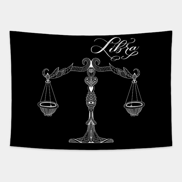 Libra Scales Zodiac (Dark) Tapestry by Gsallicat