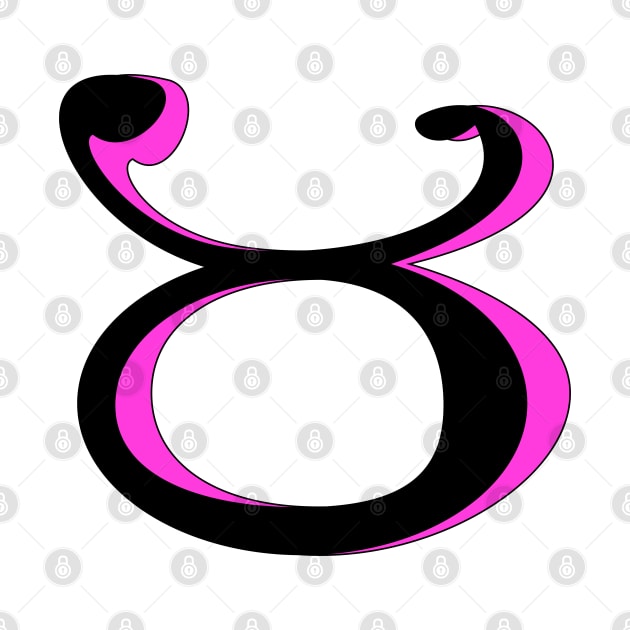Taurus Zodiac Astrology Sign Pink and Black Symbol by Elizza