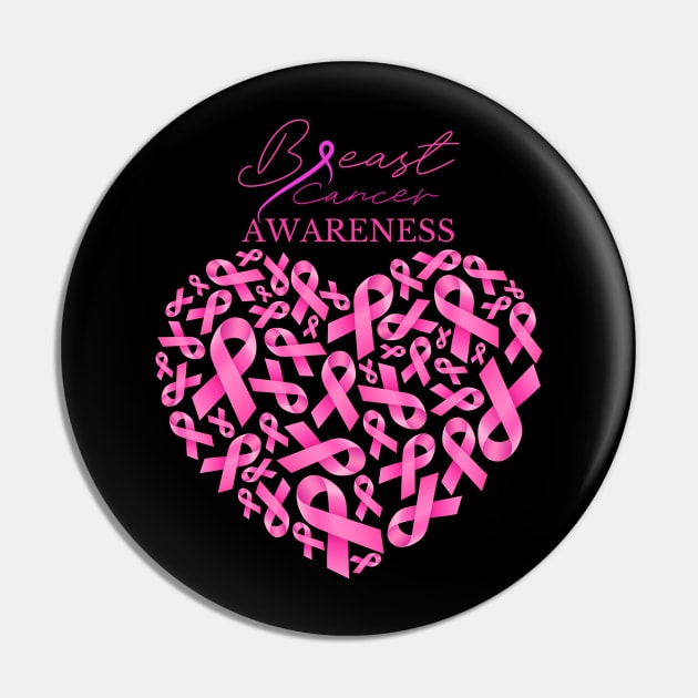 Breast Cancer Awareness Support Pink Ribbon T-shirt Pin by MyVictory