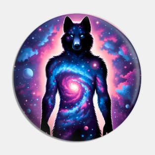 Anthro Furry Wolf Cosmic Space Art Pin