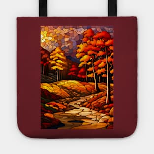 Stained Glass Autumn Foliage Tote