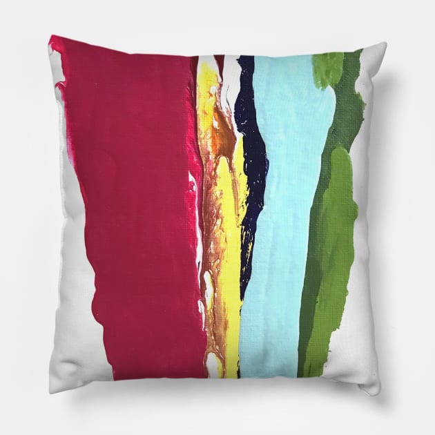 Warm Rainbow Colors Melting Abstract Pillow by InalterataArt