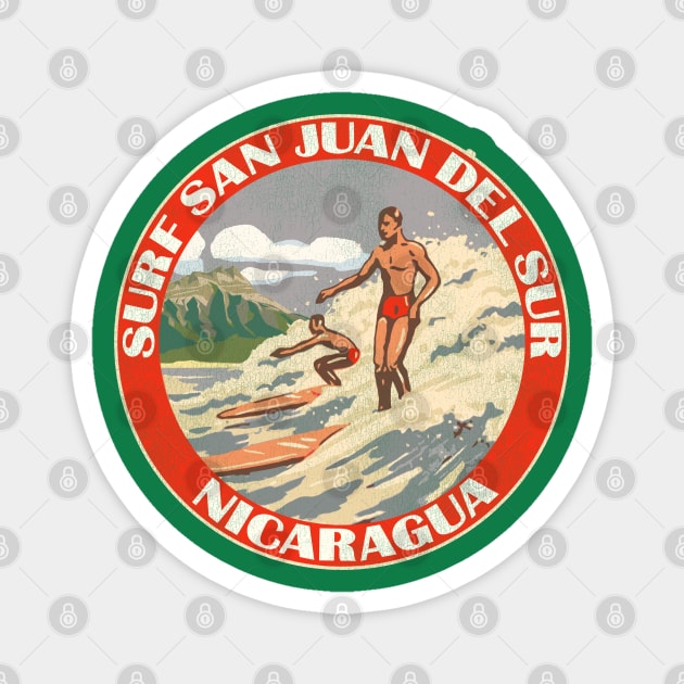 Surf Nicaragua San Juan Del Sur Vintage Travel Magnet by darklordpug