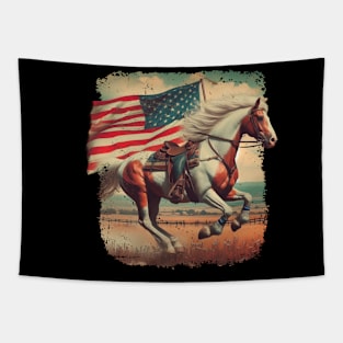 Patriotic Horse American Flag Horseback Riding Western Farm Tapestry