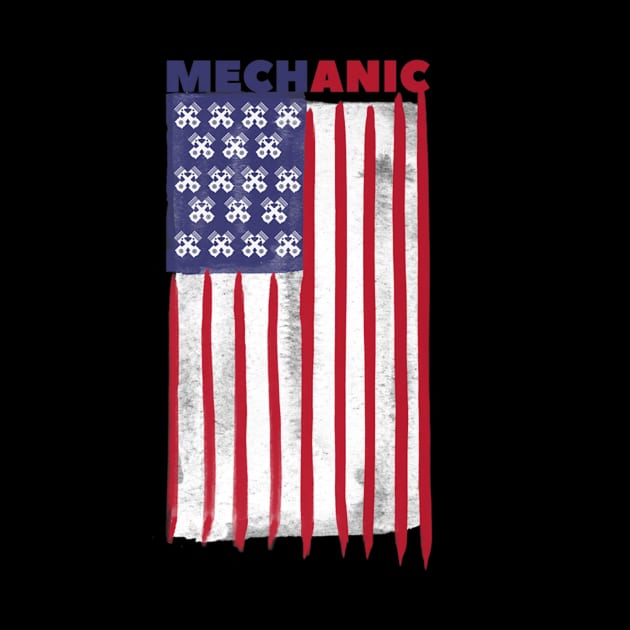 Patriot Mechanic Flag Labor Day 4th July by Stick Figure103