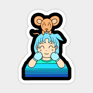 Cute girl with mouse Magnet