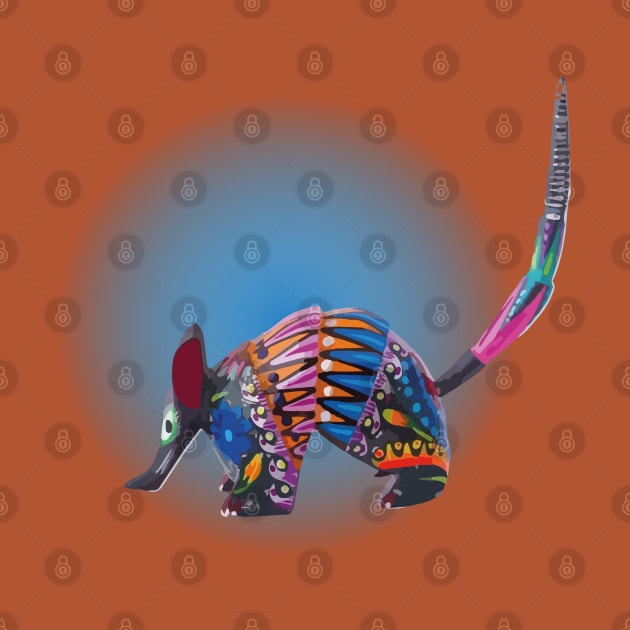 Coco armadillo alebrije Mexican folk art hand-painted maximalist colorful pattern by T-Mex