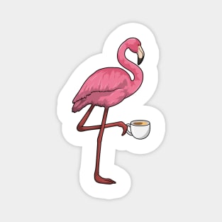 Flamingo with Cup of Coffee Magnet