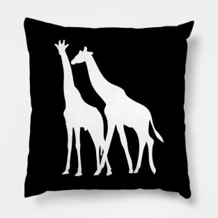 Graceful Giants - Two Giraffes Silhouette Pillow