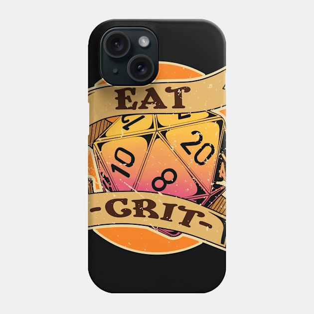 Retro DM Tabletop Gift Print Funny Eat Crit Dragons D20 Dice Print Phone Case by Linco