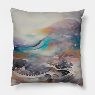 Abstract, Marble, Watercolor, Colorful, Vibrant Colors, Textured Painting, Texture, Gradient, Wave, Fume, Wall Art, Modern Art Pillow