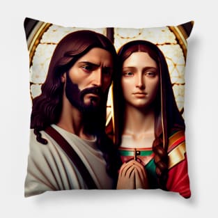 Jesus Christ next to Saint Mary Magdalene Pillow