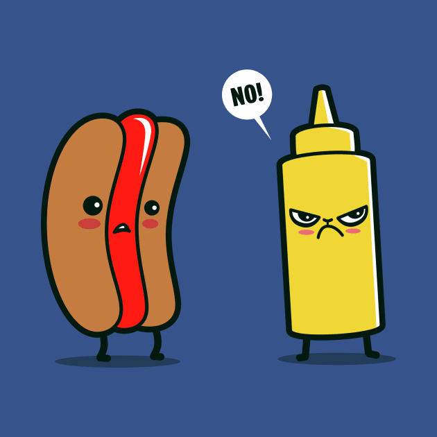 Cute Funny Kawaii Hotdog And Mustard Cartoon Gift For Foodies by Keira's Art