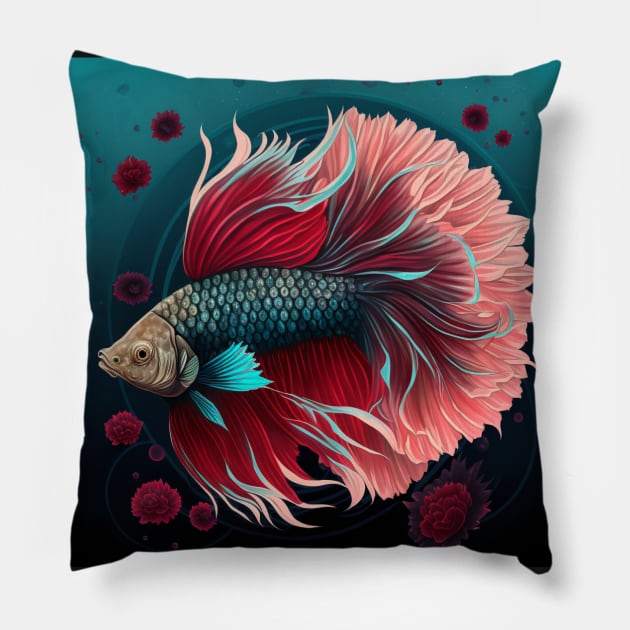 Floral Betta fish Pillow by BloodRubyz