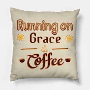 Running on Grace and Coffee T Shirt Womens T-Shirt Casual Top Graphic Tee Short Sleeve Shirt Coffee Lover T-Shirt Caffeine Pillow