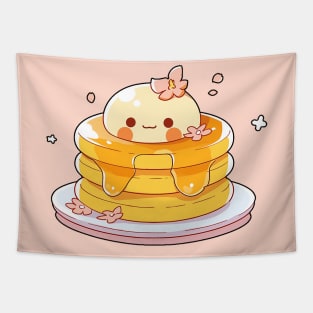 Cute Chibi Butter On Pancakes with Syrup Anime Art Tapestry