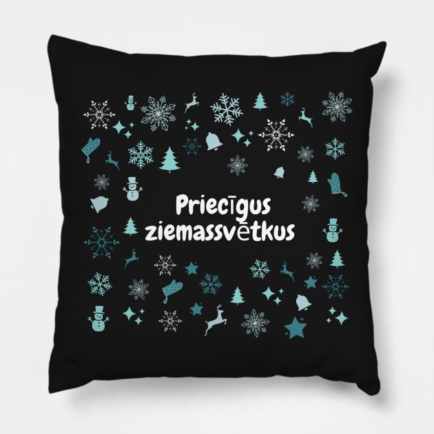 Merry christmas Latvian Priecīgus ziemassvētkus latvietis Pillow by LukjanovArt