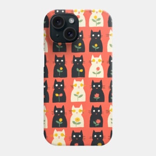 Modern Warhol Cat Design. Bright Orange Colours Phone Case