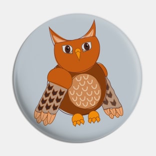 Wise Great Horned Owl Graphic Pin