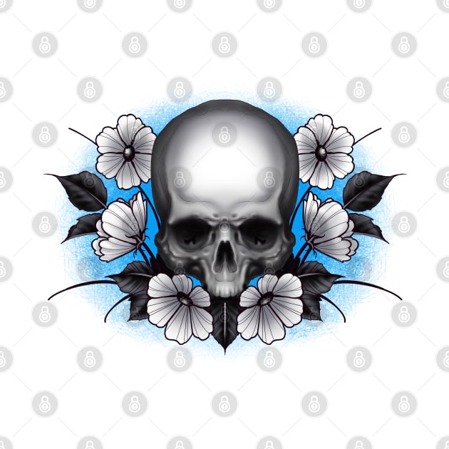 Skull and Flowers by MetroInk