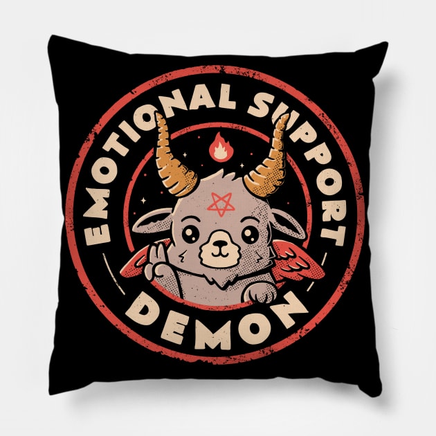 Emotional Support Demon - Funny Evil Baphomet Gift Pillow by eduely