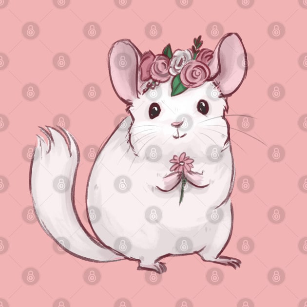 Cute Chinchilla with Flowers by PamelooArt