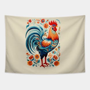 Floral Country Chicken Design | Vintage Retro Style Tapestry